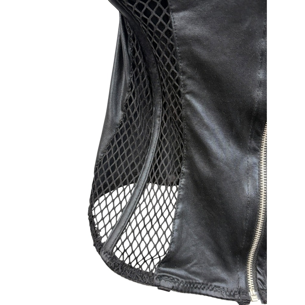BodyRage Black Faux Leather Fishnet Corset Bustier Caged Gothic Festival Large - Picture 7 of 8